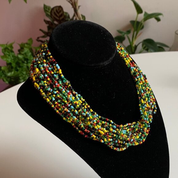 Multi Color Seed Bead Choker - Picture 2 of 4